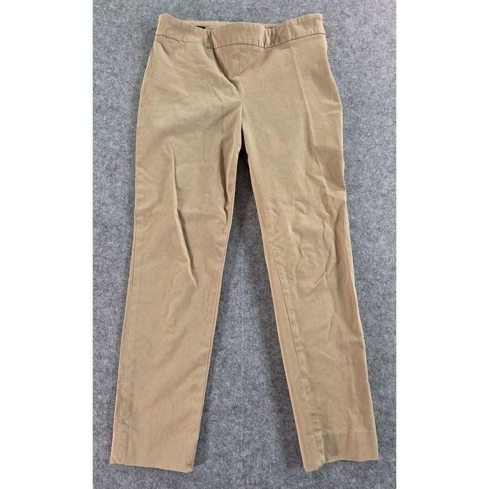 Talbots Womens Classic Side Zip Ankle Pants 8 Beige Mid Rise Slim Leg Preppy‎